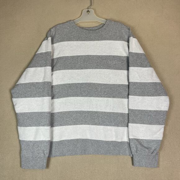 Adidas Originals by Alexander Wang Pullover Mens M Gray Striped Round Neck - Picture 1 of 13